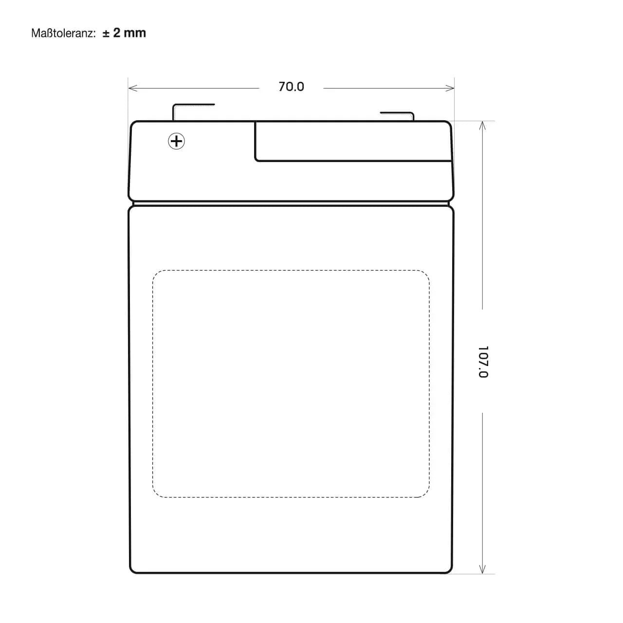 Versorgerbatterie BLUEMAX Fishermans Energy AGM 6V 4,5Ah technische Zeichnung Front