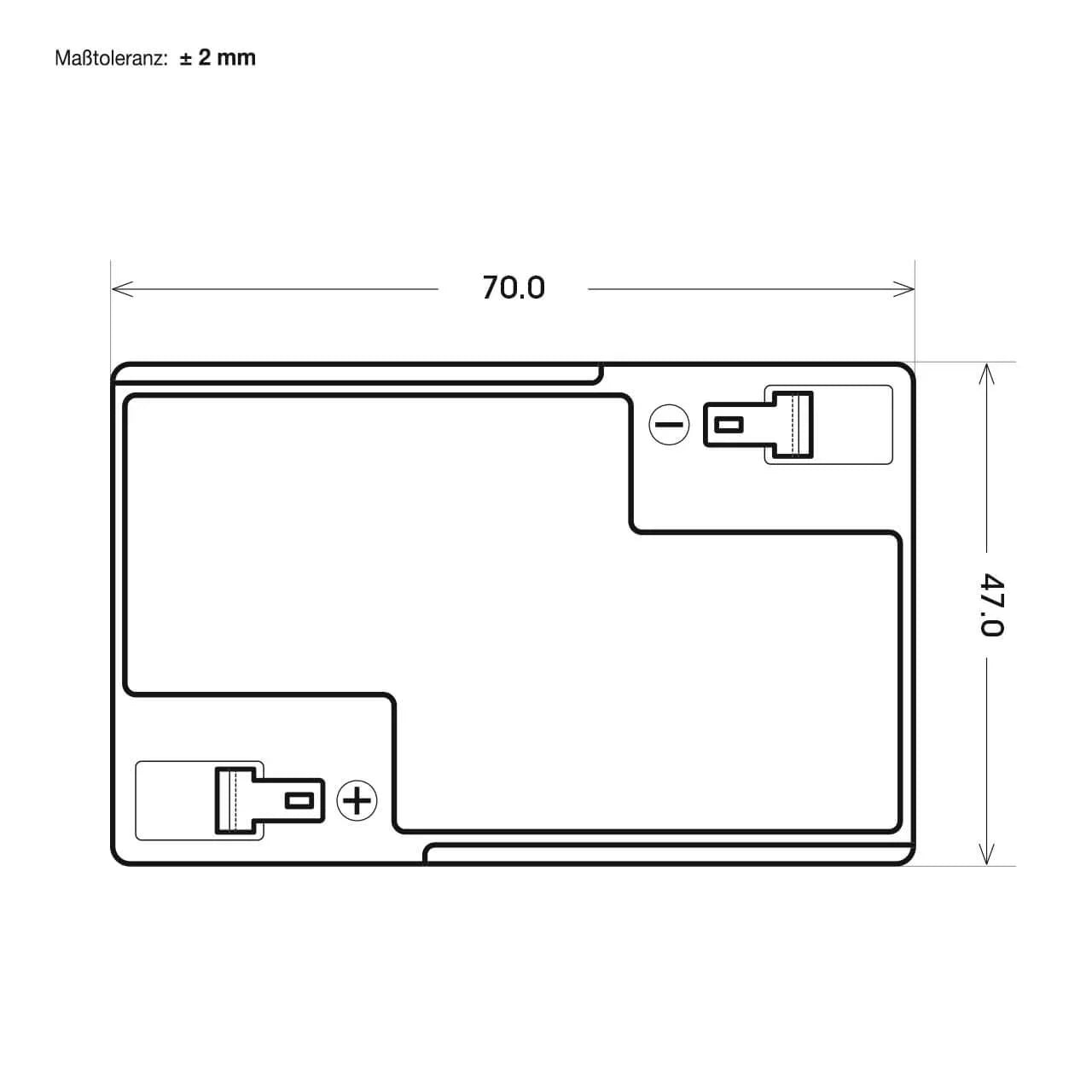 Versorgerbatterie BLUEMAX Fishermans Energy AGM 6V 4,5Ah technische Zeichnung oben