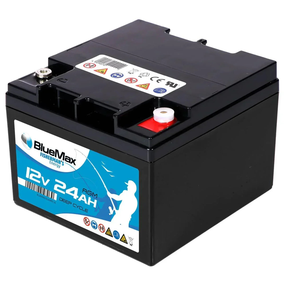 Versorgerbatterie BLUEMAX Fishermans Energy AGM 12V 24Ah Seite rechts