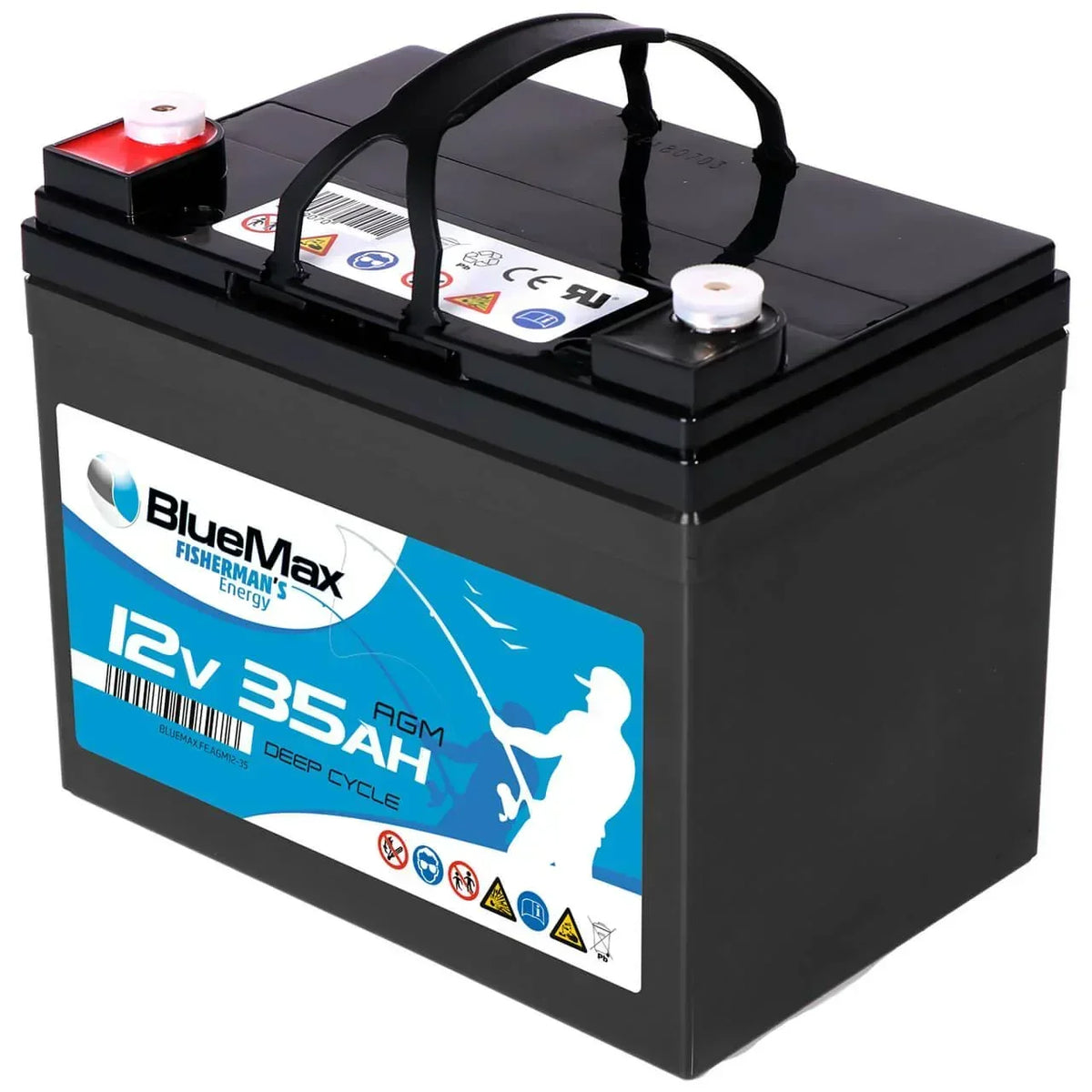 Versorgerbatterie BLUEMAX Fishermans Energy AGM 12V 35Ah Seite rechts