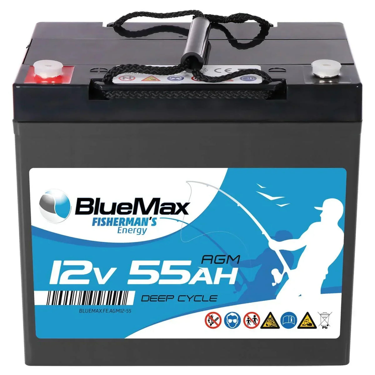 Versorgerbatterie BLUEMAX Fishermans Energy AGM 12V 55Ah Front