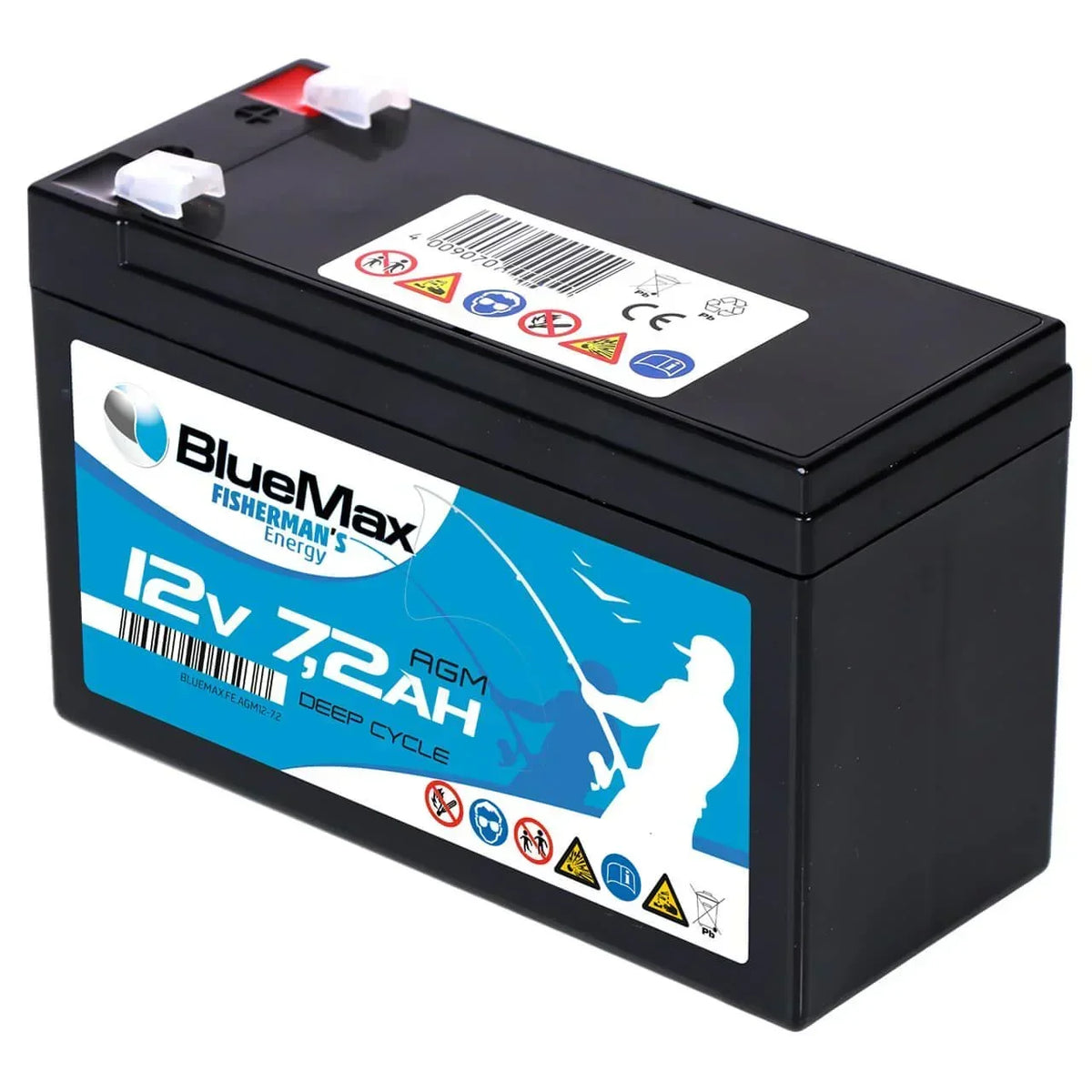 Versorgerbatterie BLUEMAX Fishermans Energy AGM 12V 7,2Ah Seite rechts