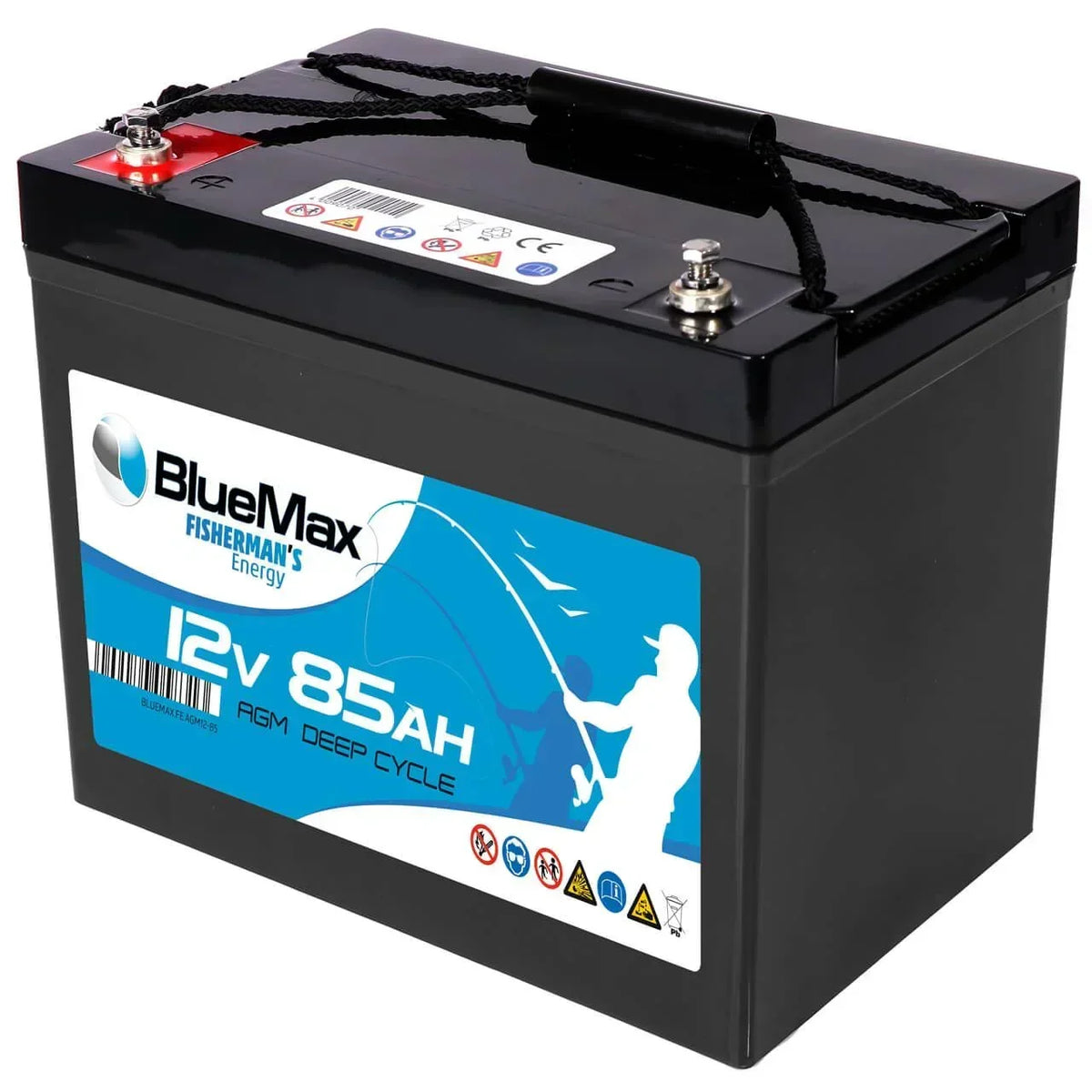 Versorgerbatterie BLUEMAX Fishermans Energy AGM 12V 85Ah Seite rechts