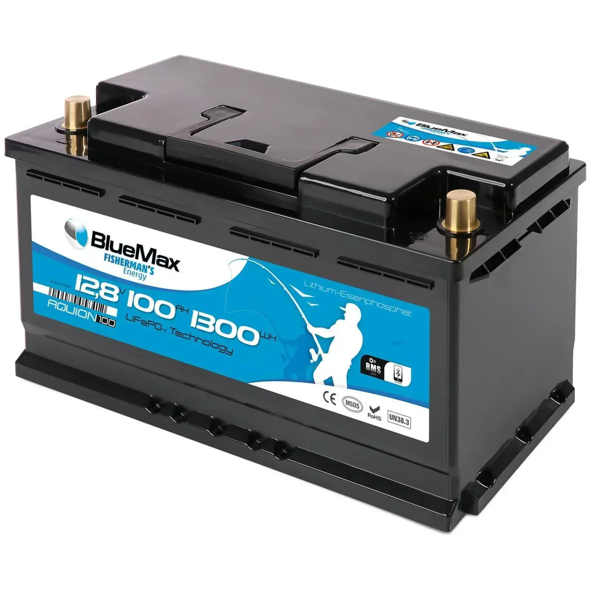 Versorgerbatterie BLUEMAX Fishermans Energy LiFePo4 Lithium 12V 100Ah Seite rechts
