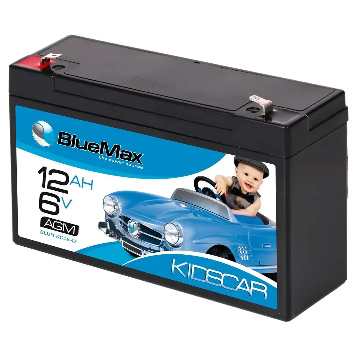 Kinder Elektrofahrzeug Batterie BLUEMAX KidsCar AGM 6V 12Ah Seite rechts
