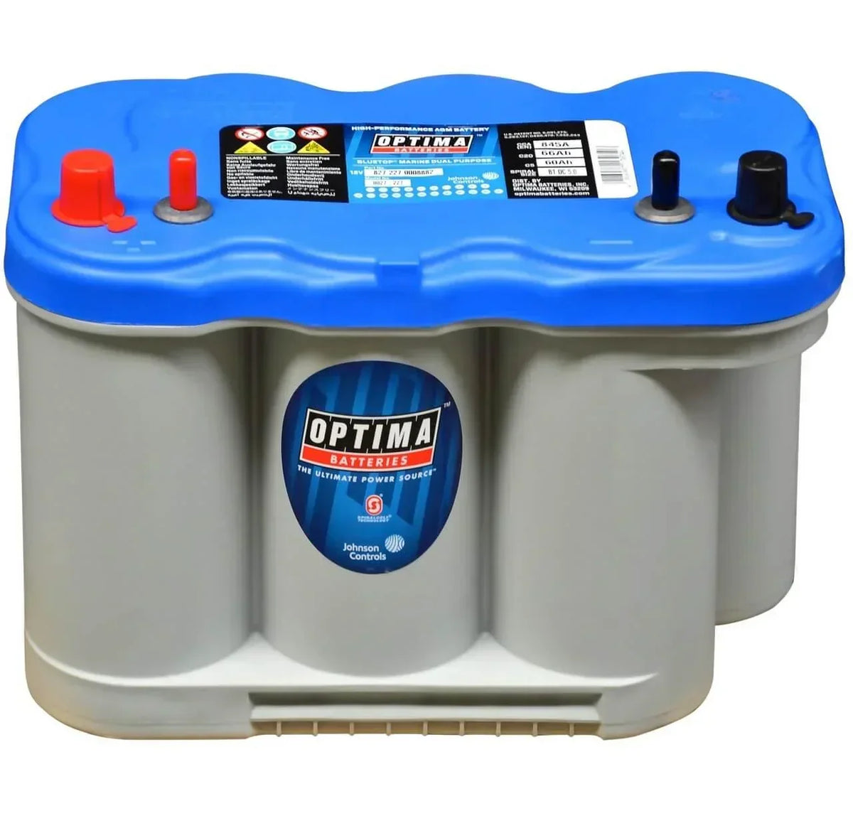 Versorgerbatterie Optima Blue Top AGM BTDC5.0 12V 66Ah Front