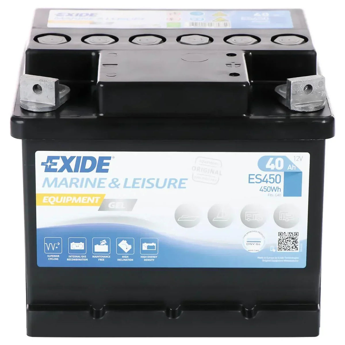 Versorgerbatterie Exide Marine & Leisure Equipment GEL ES450 12V 40Ah Front