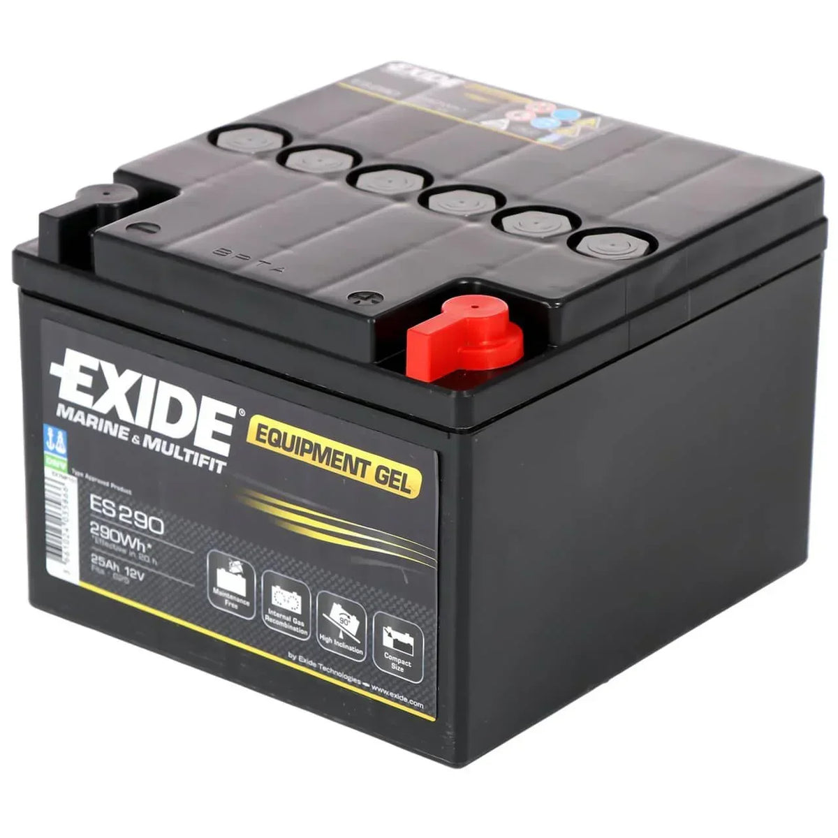 Versorgerbatterie Exide Marine & Multifit Equipment GEL ES290 12V 25Ah Seite rechts