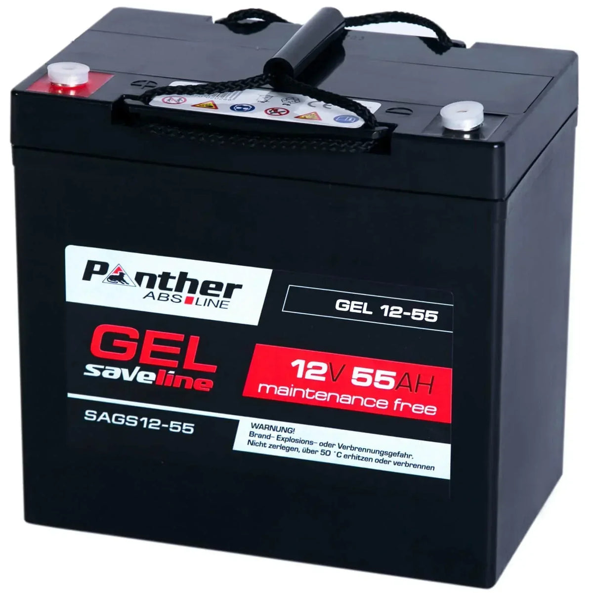 USV Batterie Panther saveline GEL 12V 55Ah Seite rechts