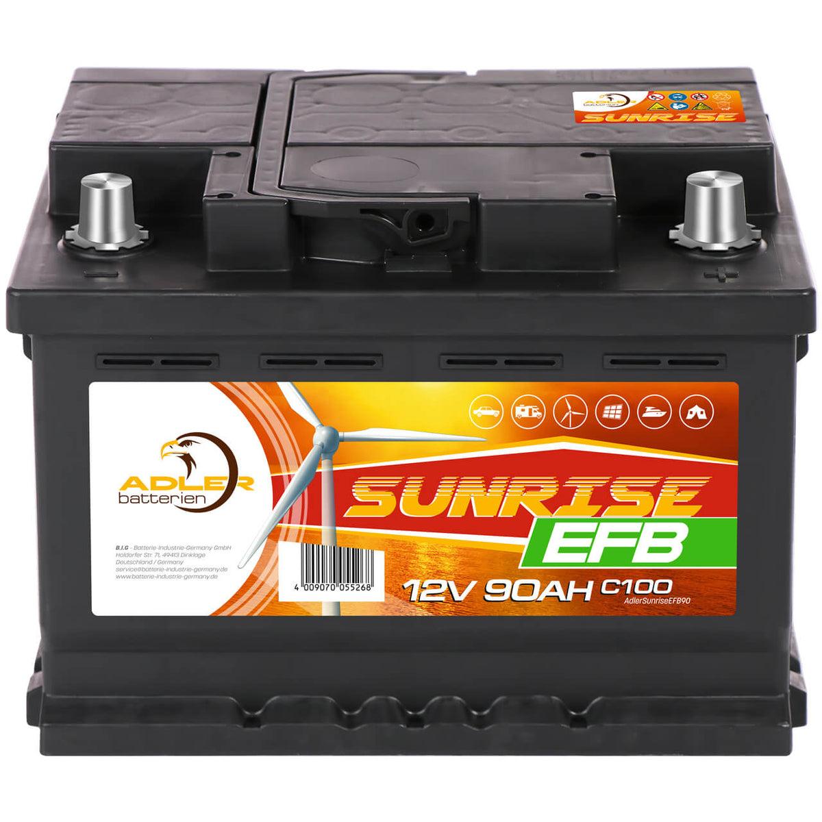 Adler Sunrise EFB 12V 90Ah C100 Versorgerbatterie