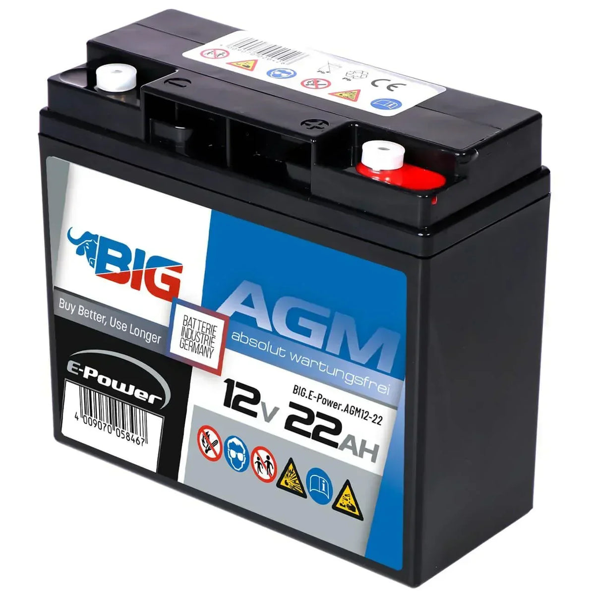 BIG E-Power AGM 12V 22Ah Versorgerbatterie