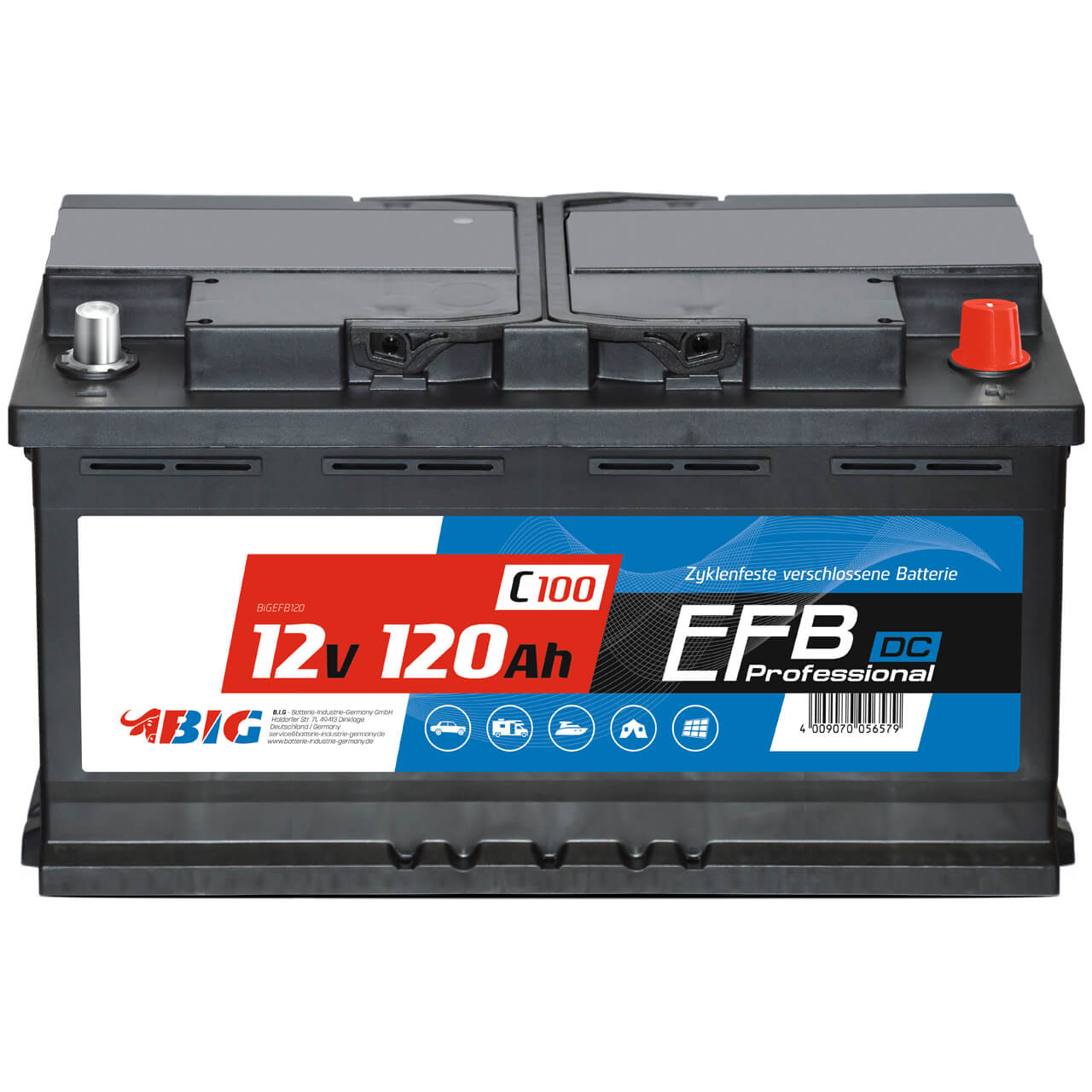 BIG Professional Solar DC EFB 12V 120Ah C100 Versorgerbatterie