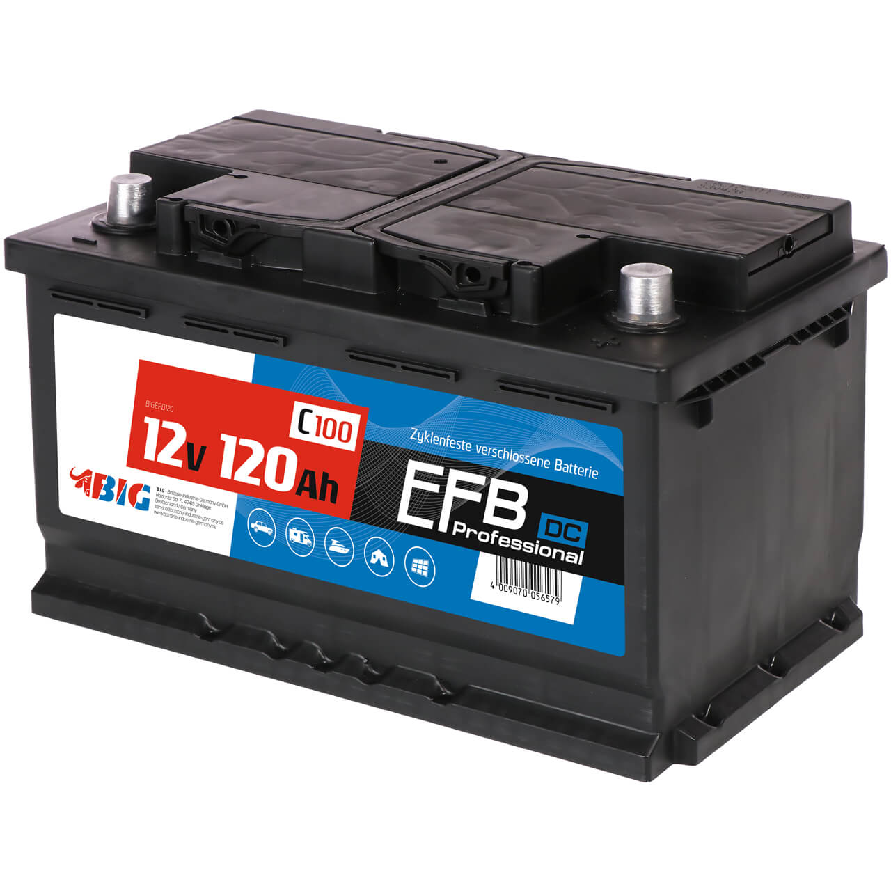 BIG Professional Solar DC EFB 12V 120Ah C100 Versorgerbatterie