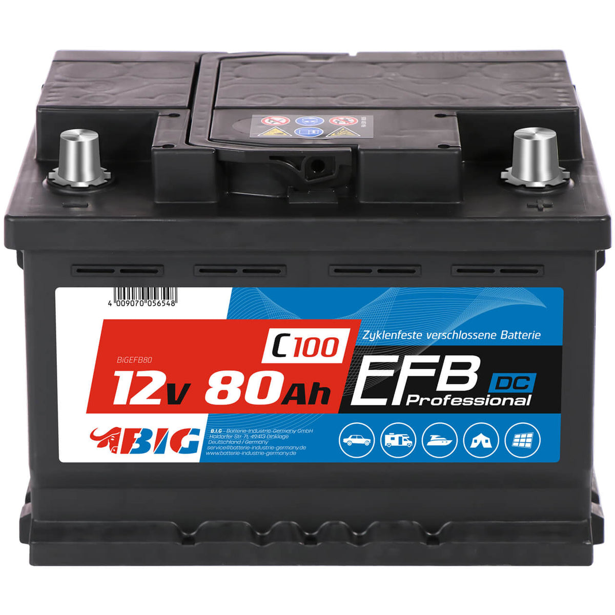 BIG Professional Solar DC EFB 12V 80Ah C100 Versorgerbatterie
