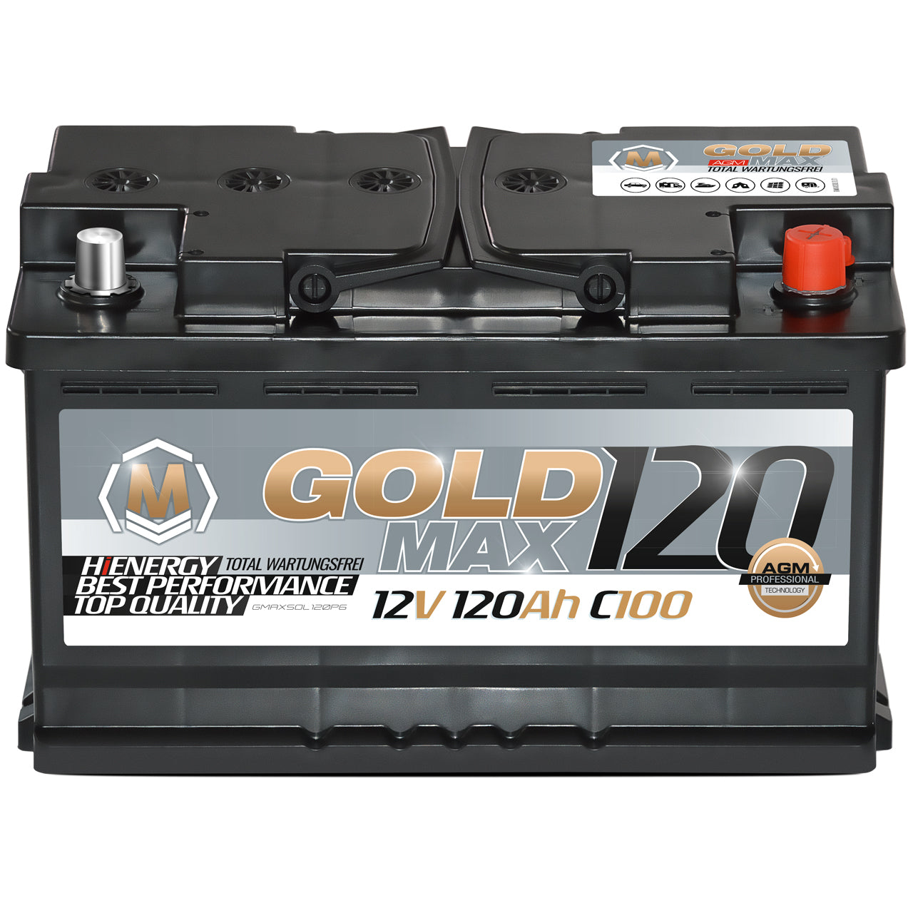 GoldMax AGM 12V 120Ah 100H VRLA Versorgerbatterie