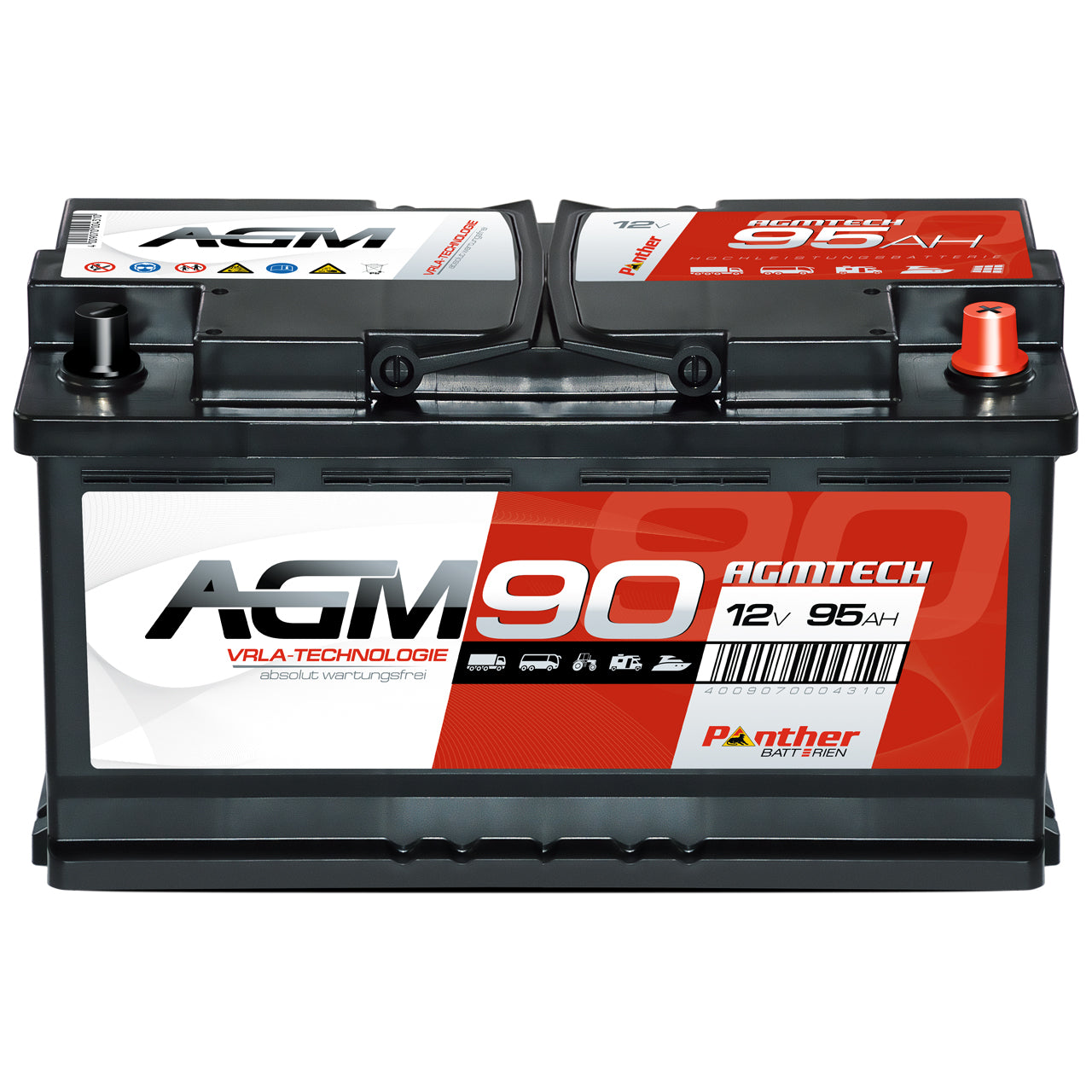 LANGZEIT AGM Batterie 95Ah 12V 900A/EN Start-Stop Autobatterie