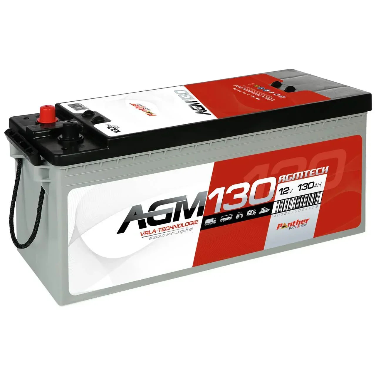 Versorgerbatterie Panther AGM 12V 130Ah Seite links