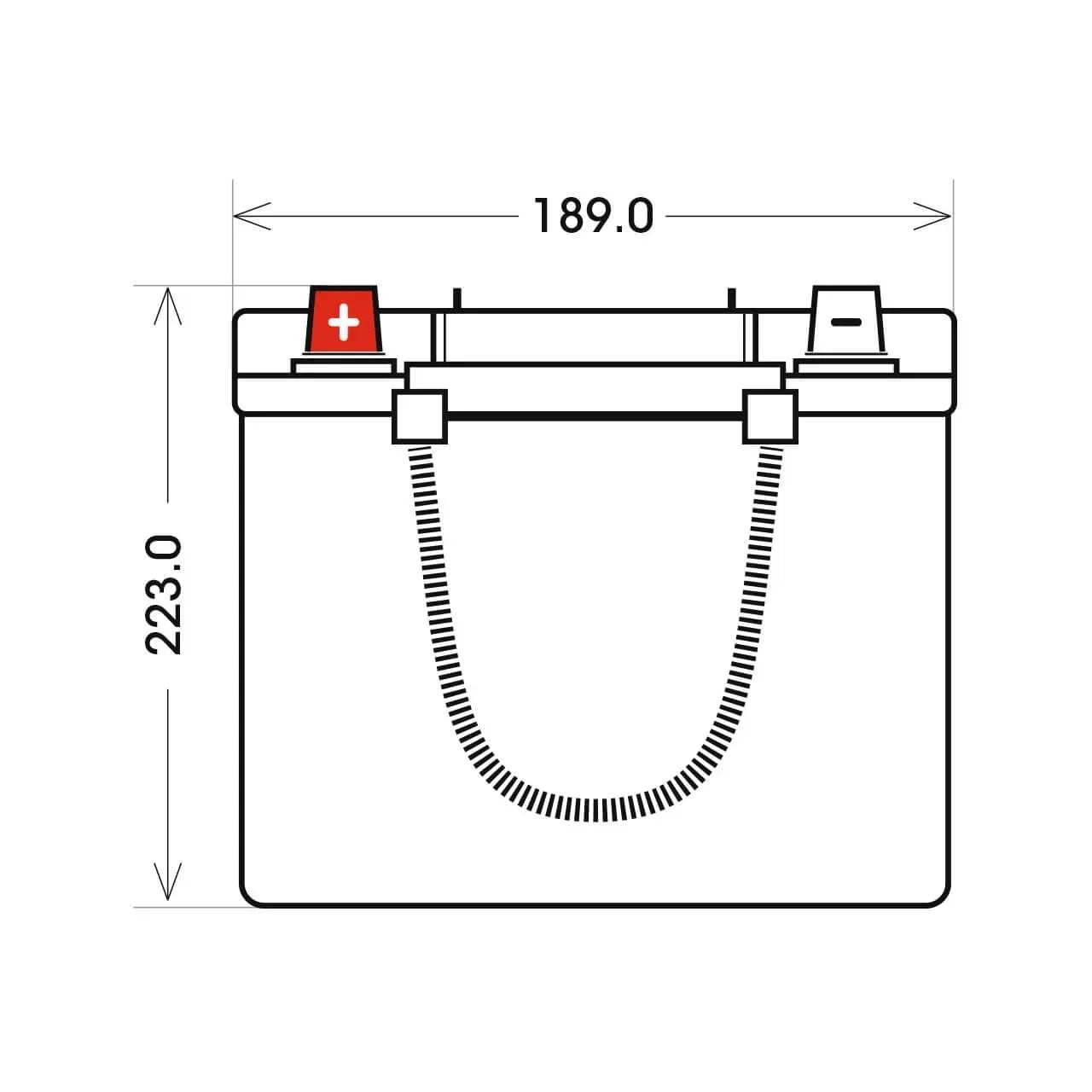 Versorgerbatterie Panther AGM 12V 130Ah technische Zeichnung Seite