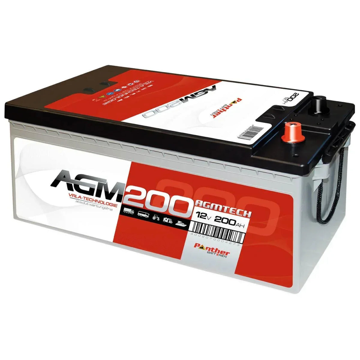 Versorgerbatterie Panther AGM 12V 200Ah Seite rechts