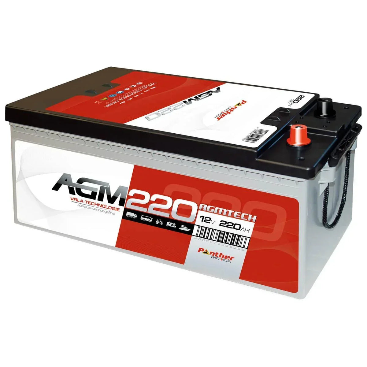 Versorgerbatterie Panther AGM 12V 220Ah Seite rechts