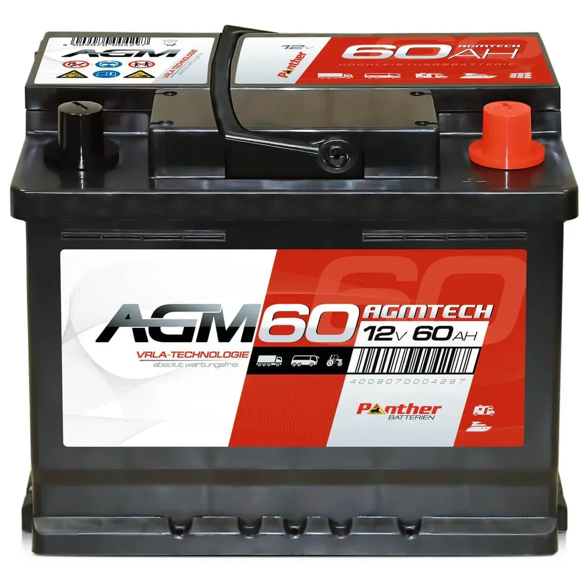 Versorgerbatterie Panther AGM 12V 60Ah Front