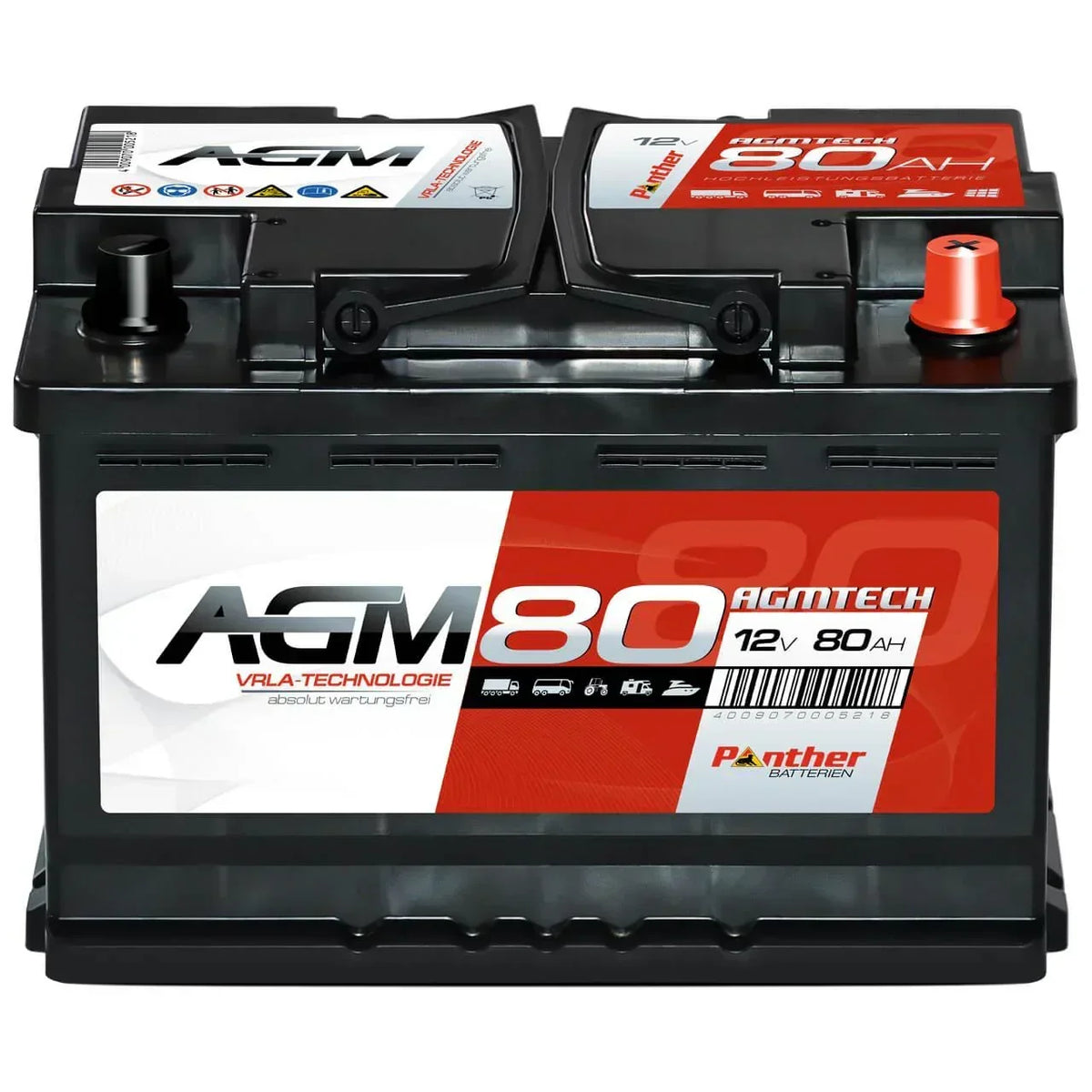 Versorgerbatterie Panther AGM 12V 80Ah Front