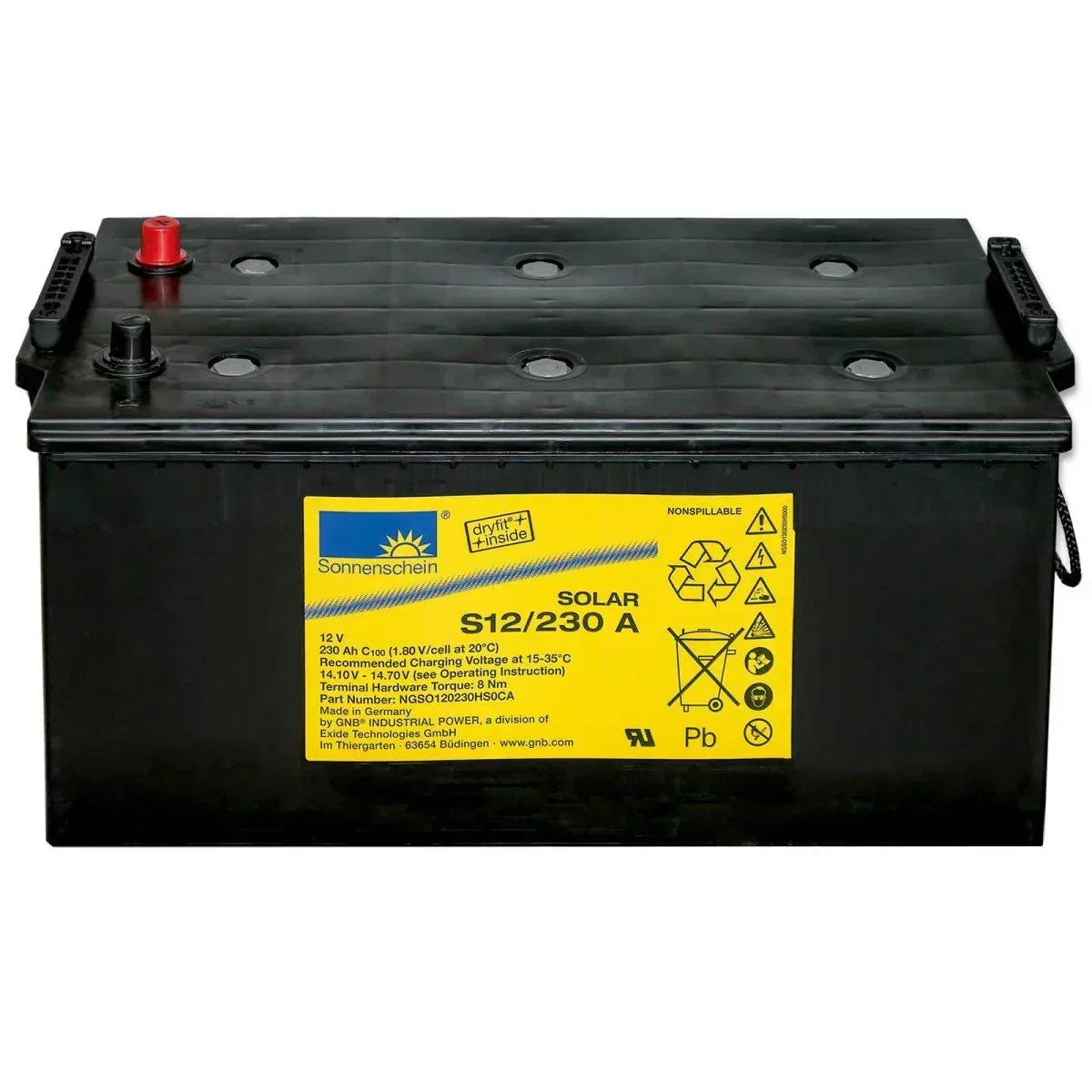 Versorgerbatterie Sonnenschein Solar Dryfit GEL S12-230A 12V 230Ah Front