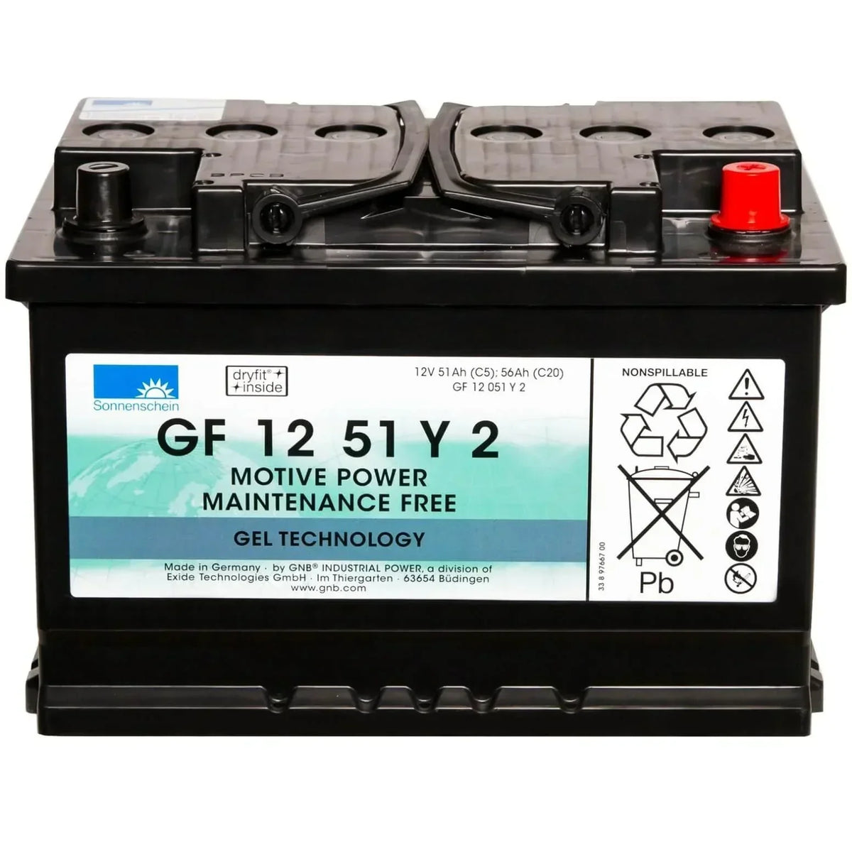 Versorgerbatterie Sonnenschein Dryfit GEL GF 12 51 Y 2 12V 56Ah Front