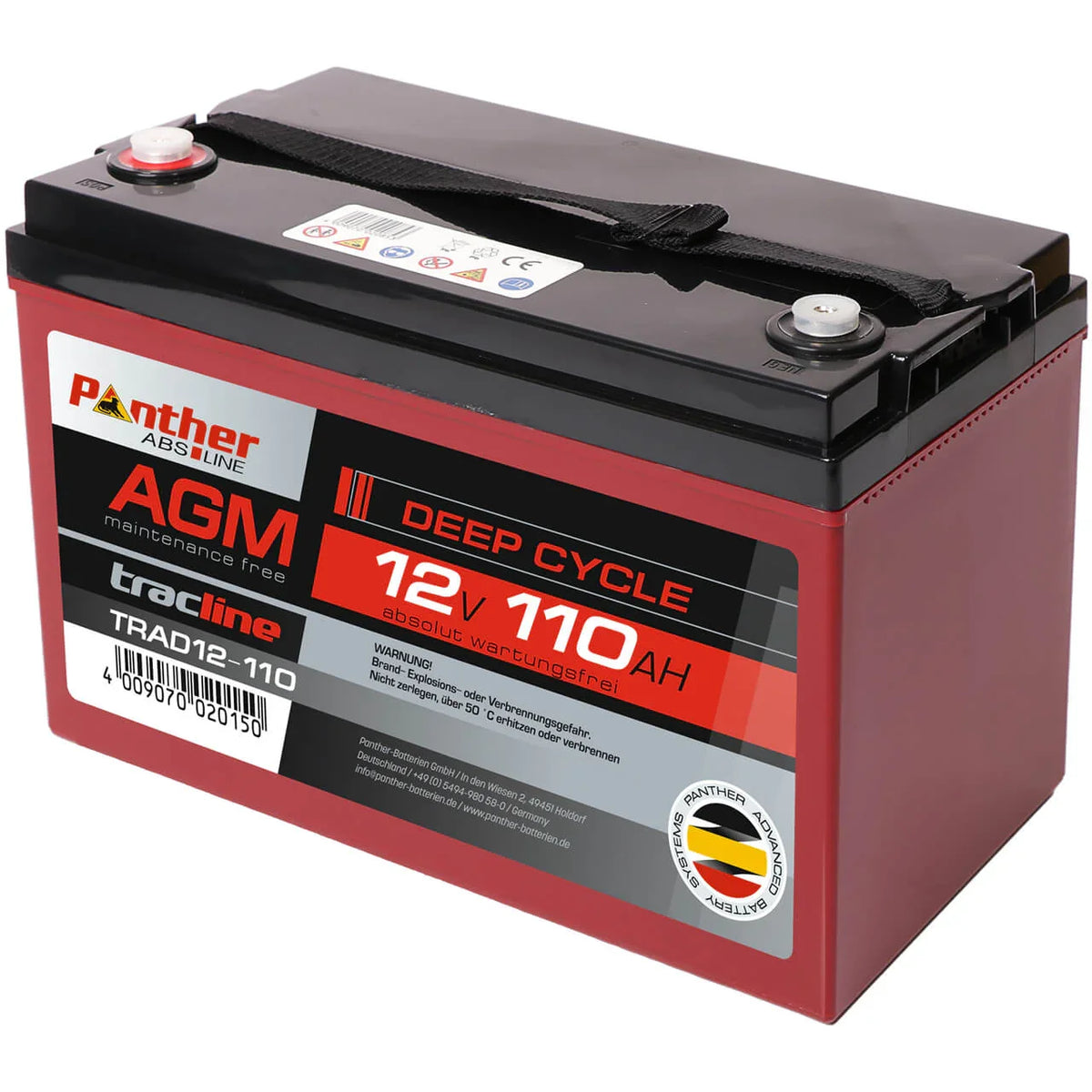 Panther tracline AGM 12V 110Ah Traktionsbatterie
