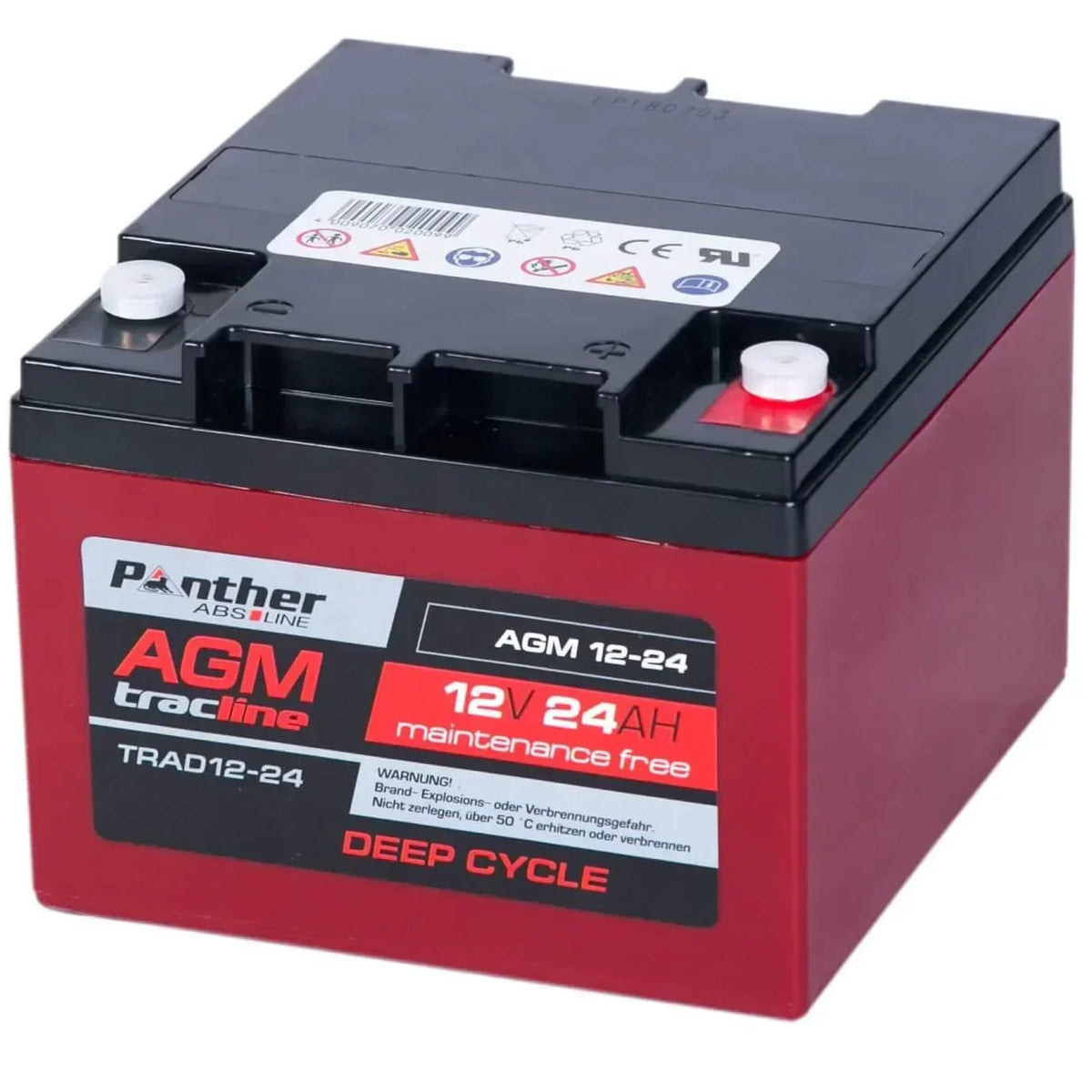 Traktionsbatterie Panther Tracline AGM 12V 24Ah Seite rechts