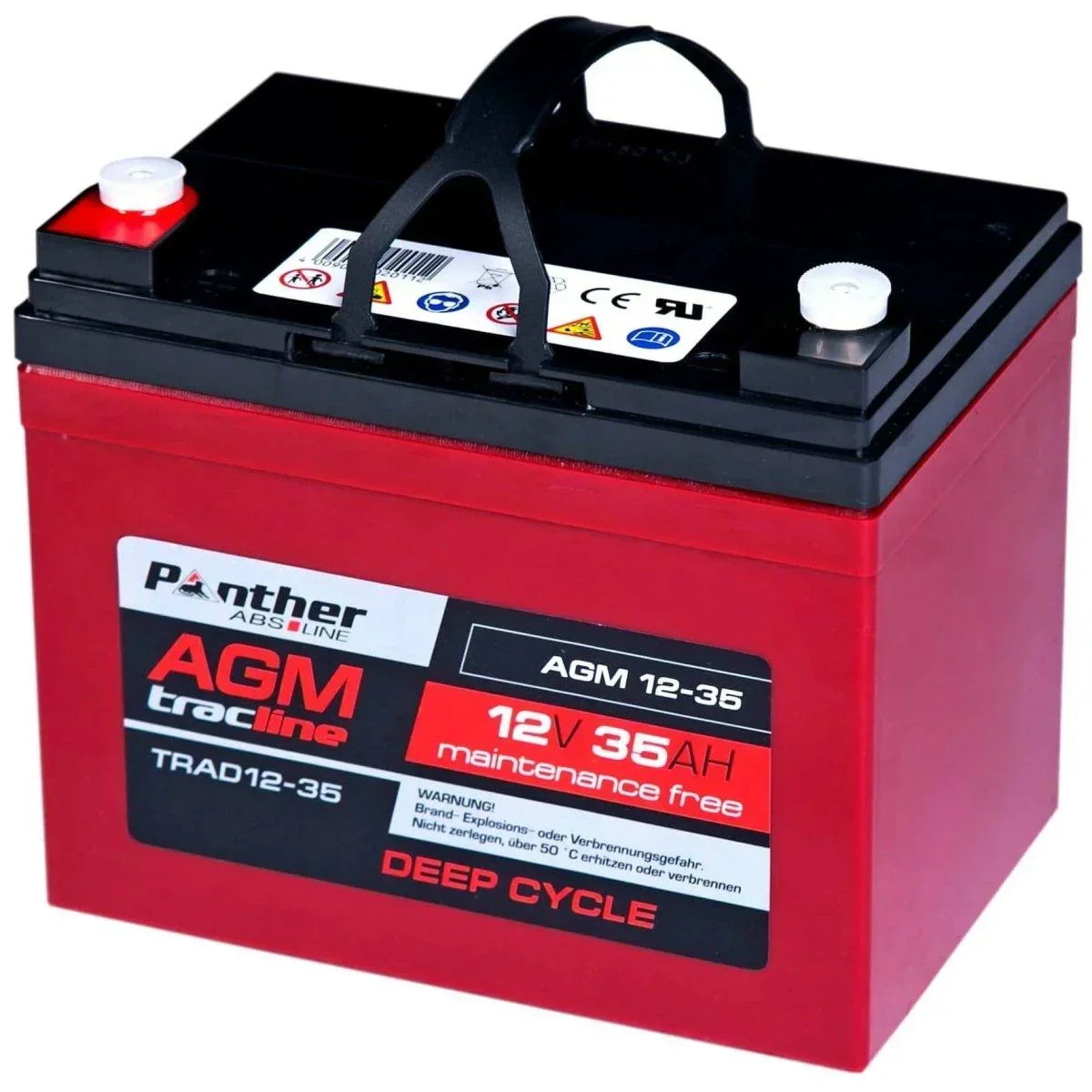 Traktionsbatterie Panther Tracline AGM 12V 35Ah Seite rechts