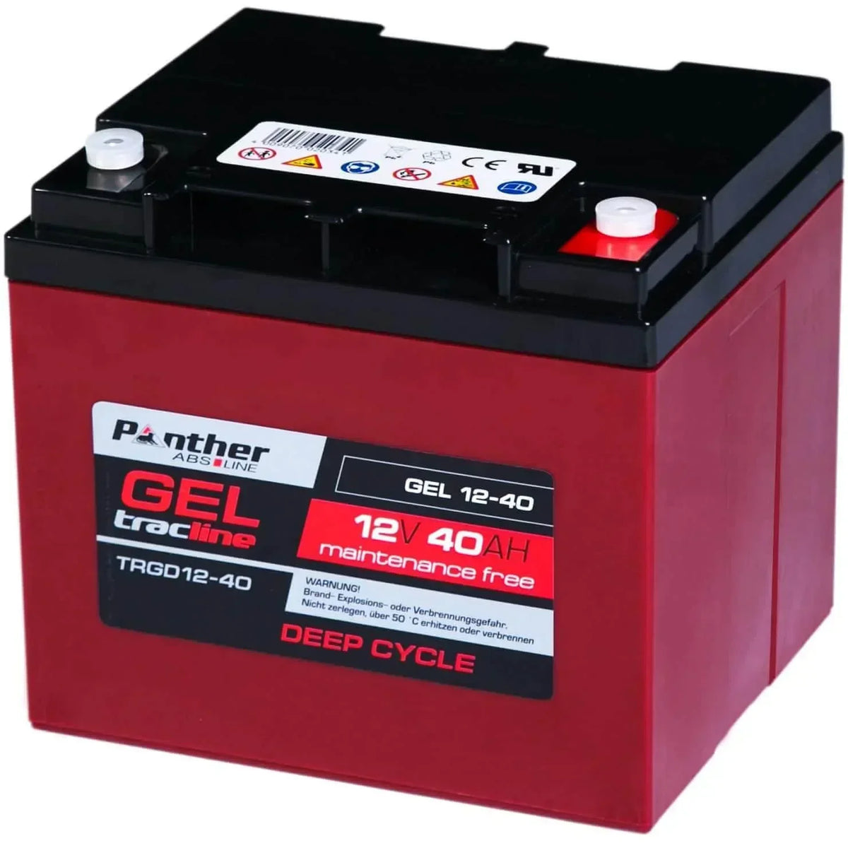 Traktionsbatterie Panther Tracline GEL 12V 40Ah Seite rechts