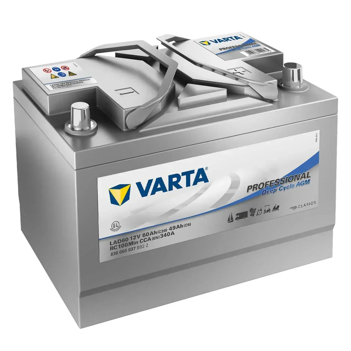 Versorgerbatterie Varta Professional Deep Cycle AGM LAD60A 12V 60Ah 830060037B922 Seite links