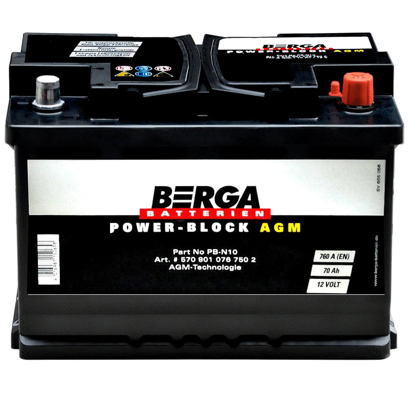 BERGA POWER-BLOCK AGM 12V 70Ah 760A/EN