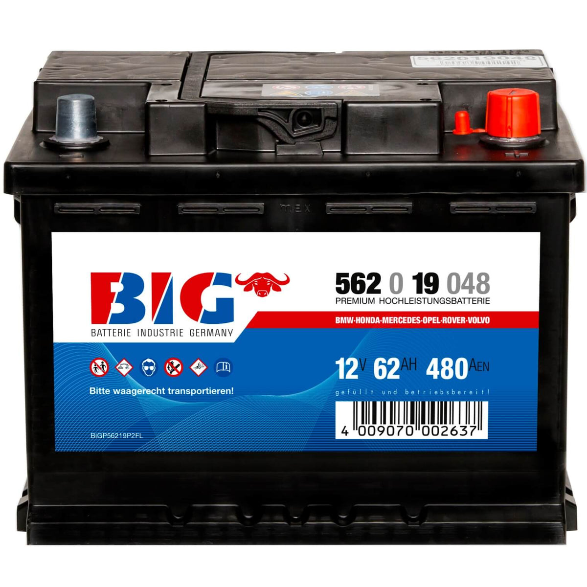 Autobatterie 50Ah BIG Premium 55042 12V 360A/EN Starterbatterie PKW KFZ