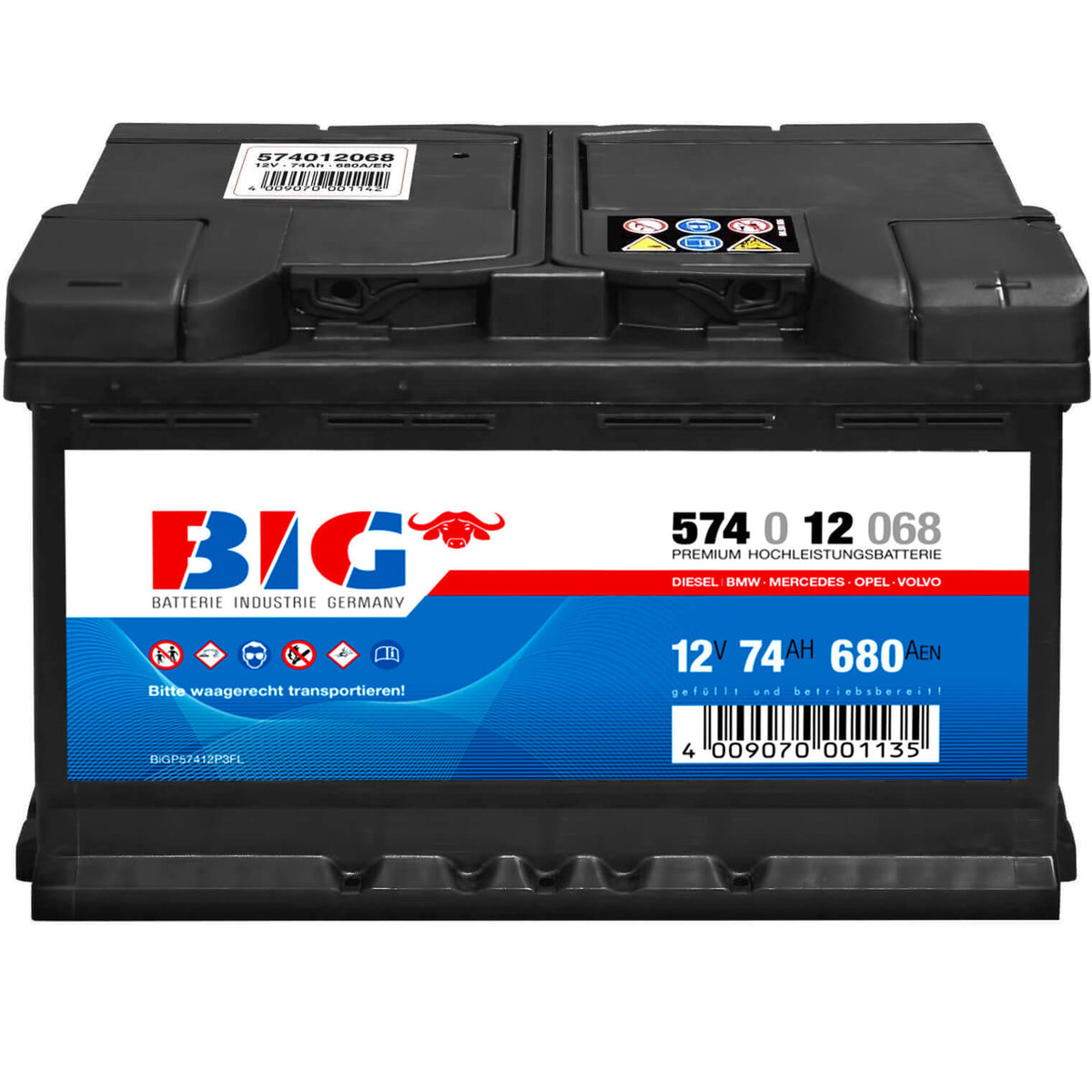 BIG Batterie 12V 74Ah DIN 57412