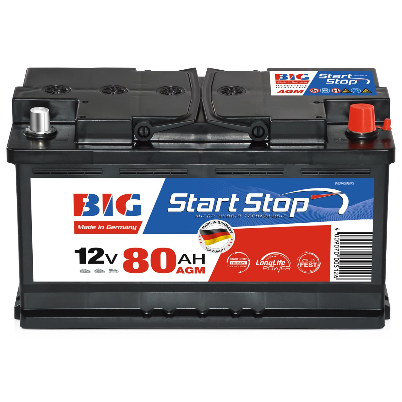 BIG Start-Stop AGM 12V 80Ah 850A/EN