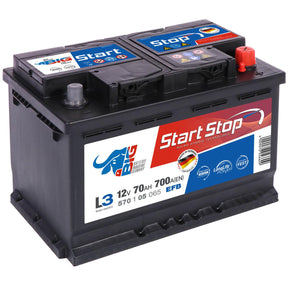 Batterie 70Ah 12V 630A+650A 750A Start/Stop Petlas Batterie