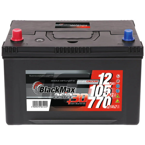 BlackMax ASIA 75-01 Autobatterie - 12V, 75Ah, 540A/EN, Pluspol Rechts, Neu