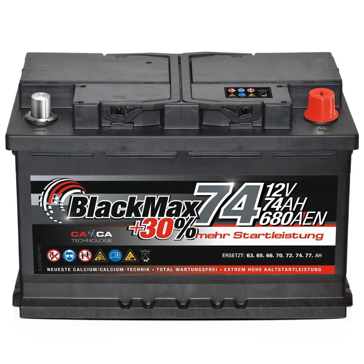SilverMax Autobatterie 12V 74Ah 680A Starterbatterie DIN 57412
