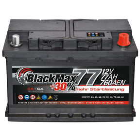 Autobatterie BlackMax 12V 77Ah Front