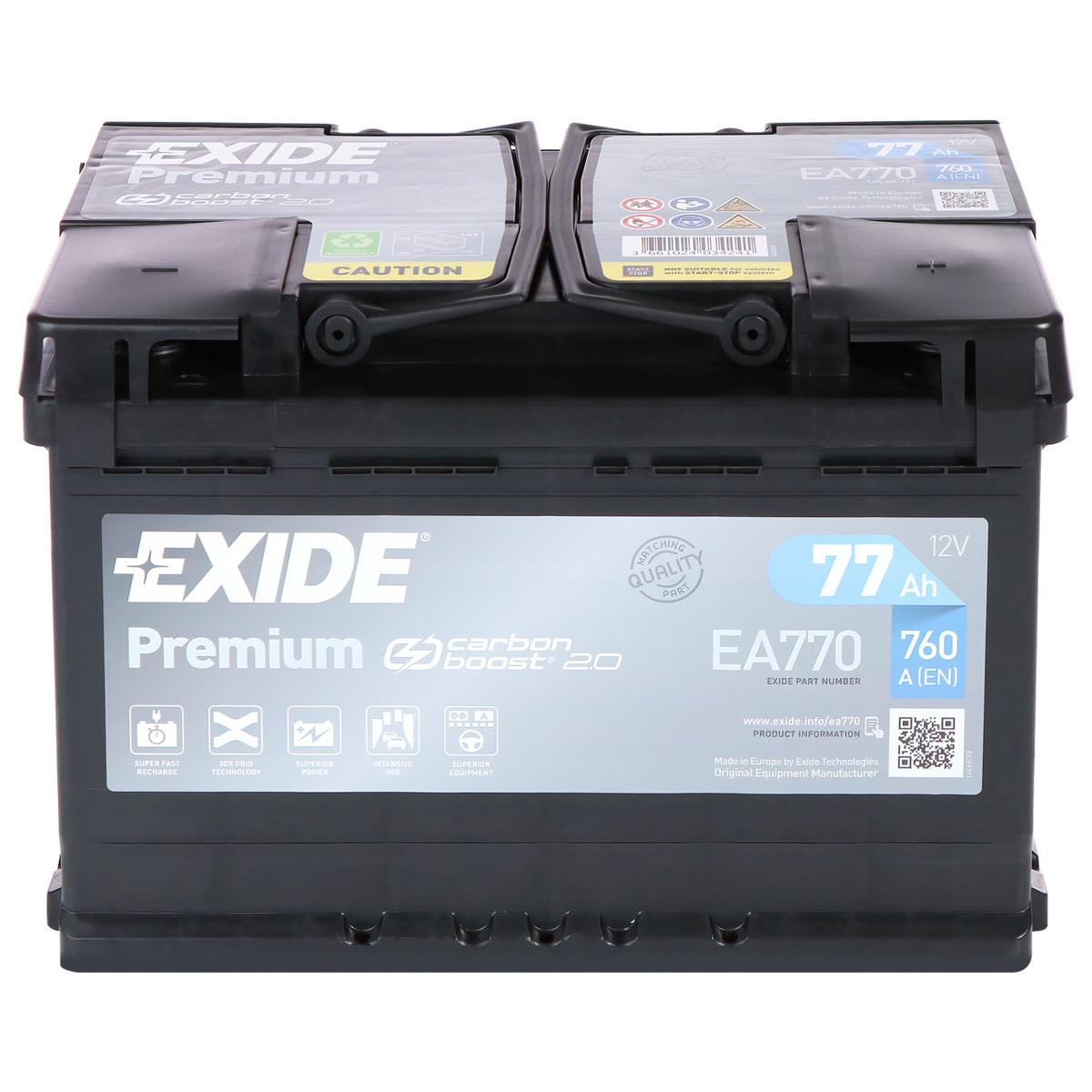 Exide Premium Carbon Boost EA770 12V 77Ah 760A/EN