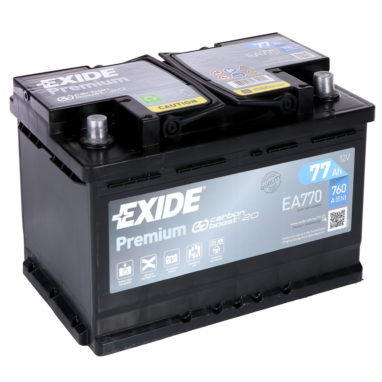 EXIDE Premium mit Carbon Boost EA 770 12V 77AH Kälteprüfstrom EN
