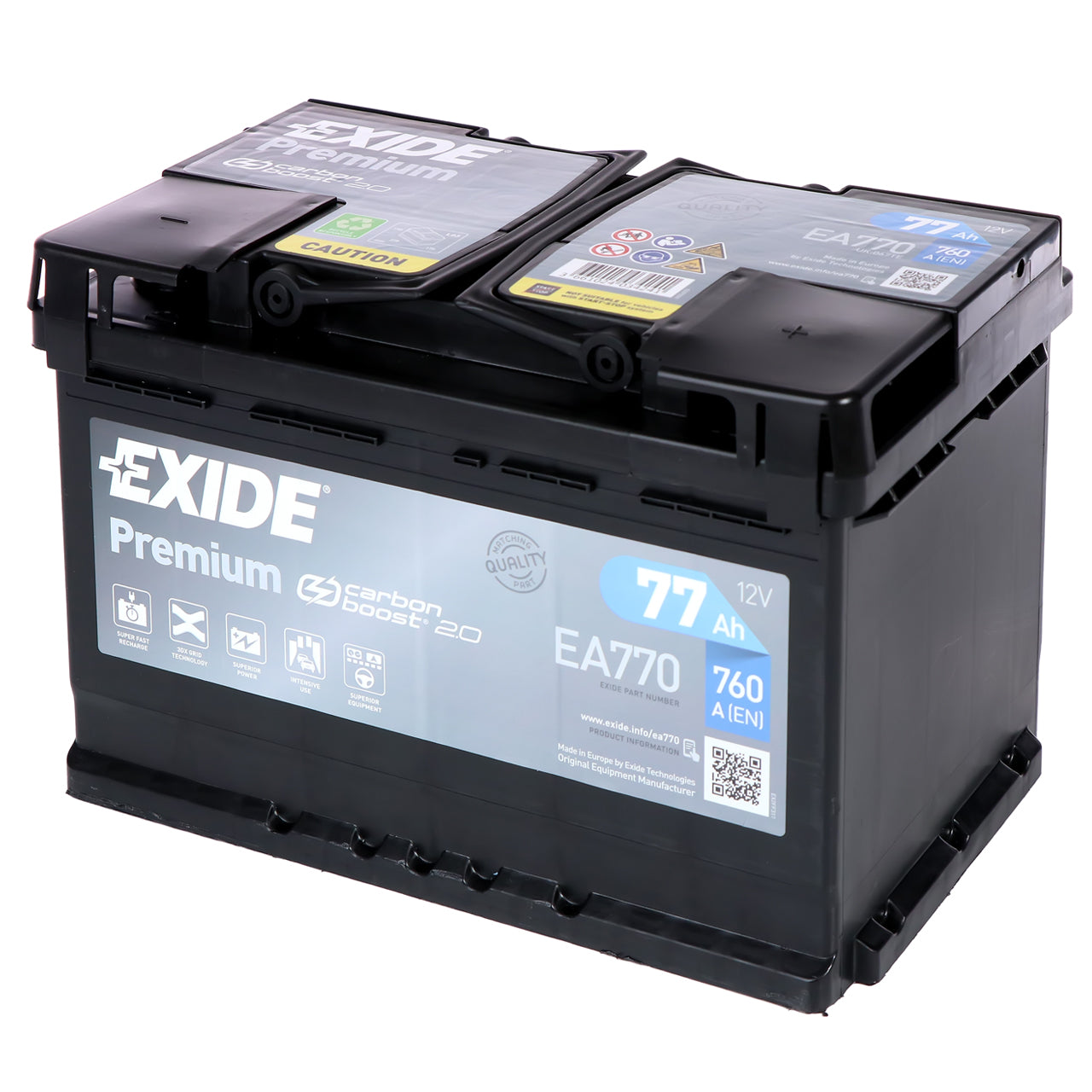 Exide EA722 Premium Carbon Boost 12V 72Ah 720A Autobatterie, Starterbatterie, Boot, Batterien für
