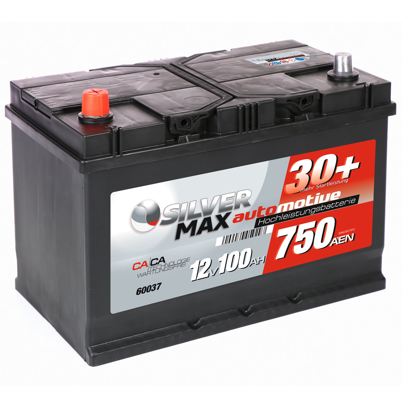 Starterbatterie ASIA SilverMax 12V 100Ah 680A Japan 60037, Plus links
