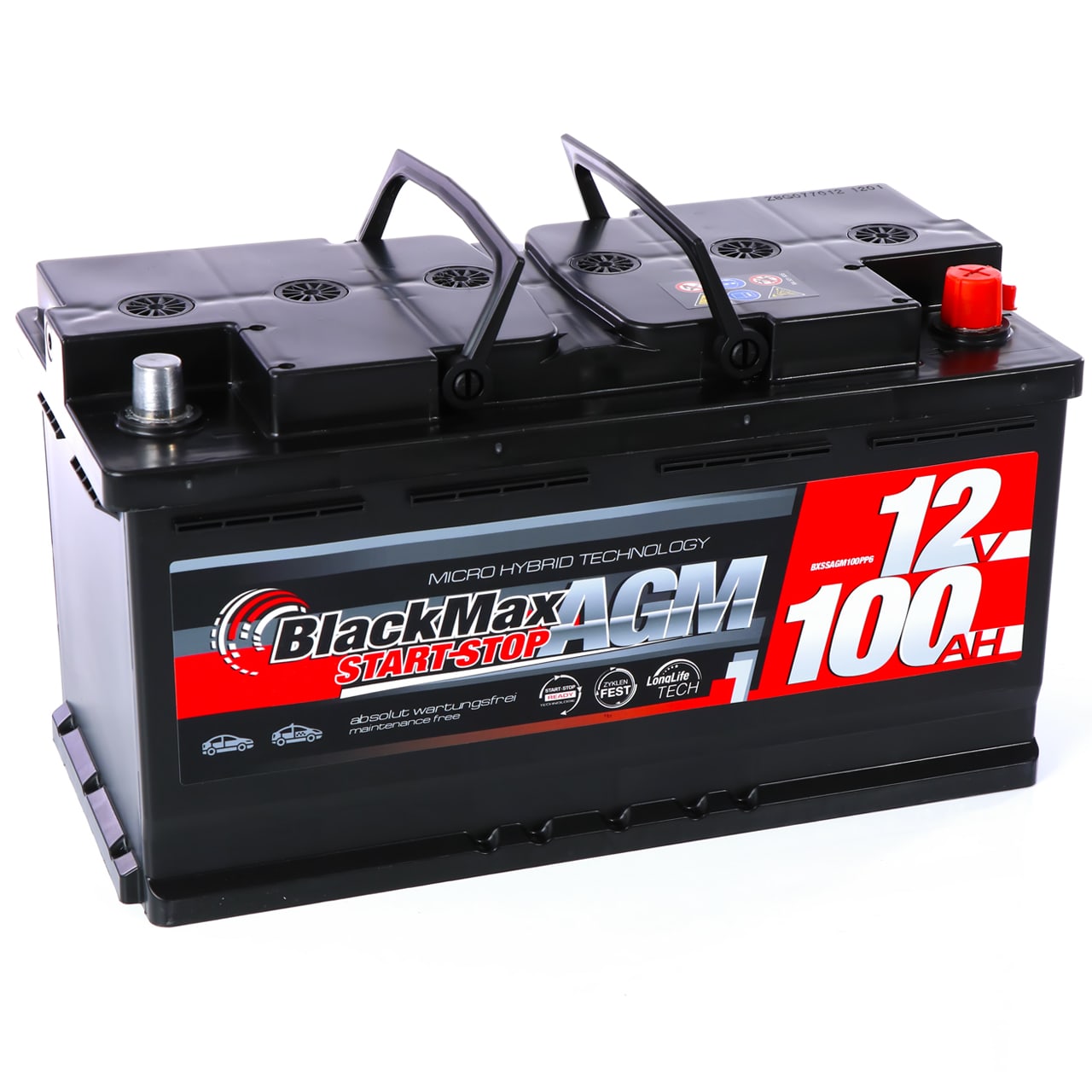 Autobatterie AGM 12V 100Ah BlackMax automotive für Start-Stop 95Ah, 92Ah
