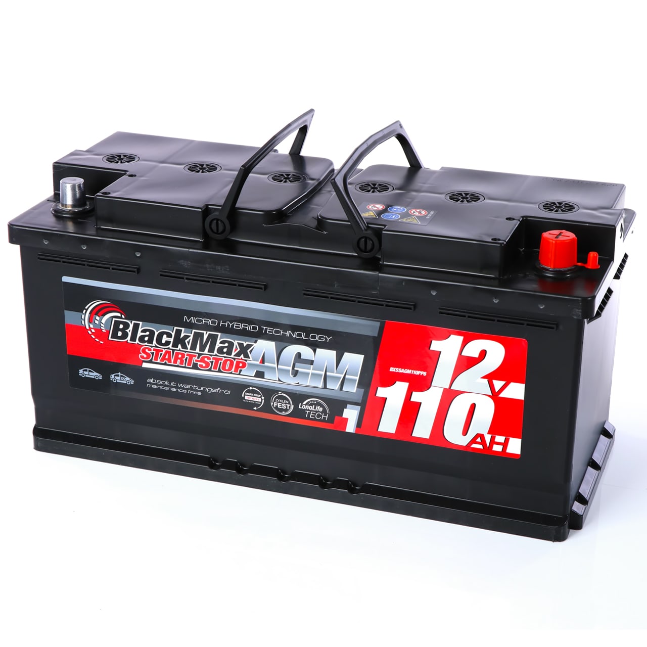 Autobatterie AGM 12V 110Ah BlackMax automotive für Start-Stop 105Ah