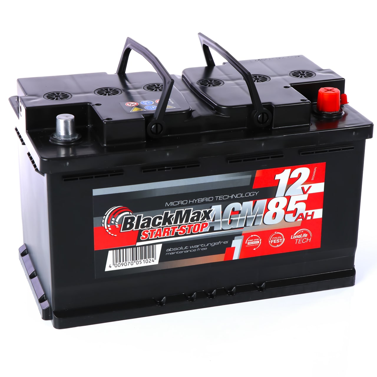 Autobatterie AGM 12V 85Ah BlackMax automotive für Start-Stop 80Ah