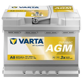 Autobatterie Varta Dynamic AGM xEV Start Stop A8 12V 60Ah 560901068J382 Seite links