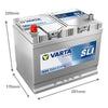 Autobatterie Varta Dynamic SLI E24 12V 70Ah 5704130633132 Seite links